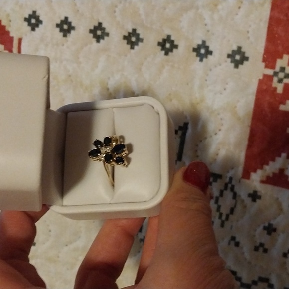 Sapphire and diamond ring. 14k gold. - Picture 2 of 4